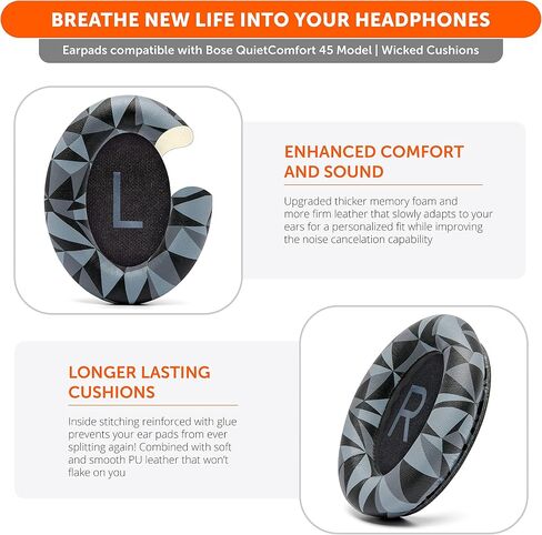 وسائد أذن بديلة سميكة للغاية من WC Wicked لسماعات Bose QC45 (QuietComfort 45) | (منتصف الليل الأزرق) in Kuwait