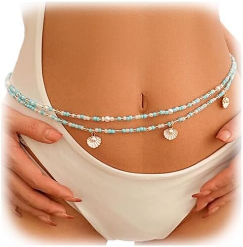 Waist Beads for Women African Waist Beads Chain Layered Belly Body Chain Colorful Beach Waist Jewelry 5 Pack Waist Jewelry Body Accessories for Women in Saudi Arabia