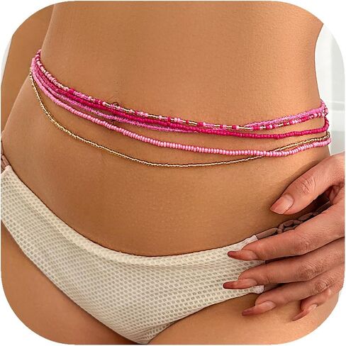 Waist Beads for Women African Waist Beads Chain Layered Belly Body Chain Colorful Beach Waist Jewelry 5 Pack Waist Jewelry Body Accessories for Women in Saudi Arabia