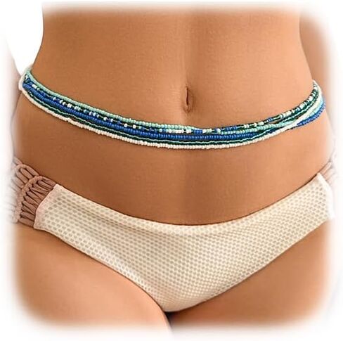 Waist Beads for Women African Waist Beads Chain Layered Belly Body Chain Colorful Beach Waist Jewelry 5 Pack Waist Jewelry Body Accessories for Women in Saudi Arabia