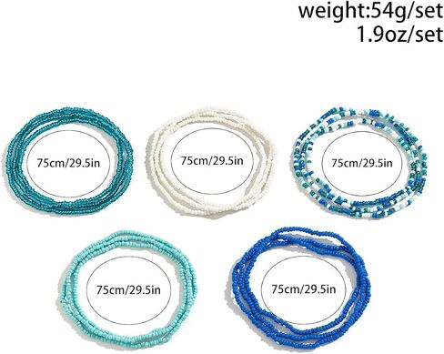 Waist Beads for Women African Waist Beads Chain Layered Belly Body Chain Colorful Beach Waist Jewelry 5 Pack Waist Jewelry Body Accessories for Women in Saudi Arabia