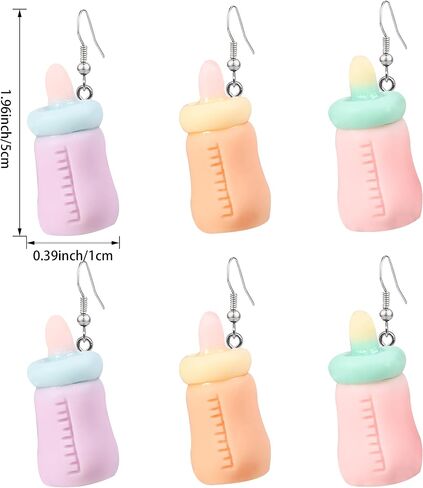 3 Pairs Baby Bottle Earrings Cute Resin Milk Bottle Dangle Earrings Cartoon Stereo Baby Bottle Drop Earrings for Women Girls Jewelry in Saudi Arabia