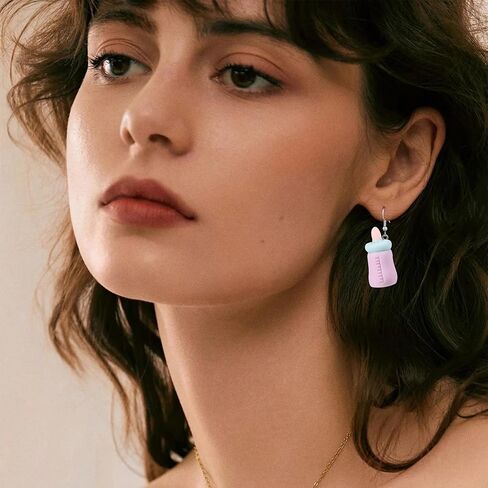 3 Pairs Baby Bottle Earrings Cute Resin Milk Bottle Dangle Earrings Cartoon Stereo Baby Bottle Drop Earrings for Women Girls Jewelry in Saudi Arabia