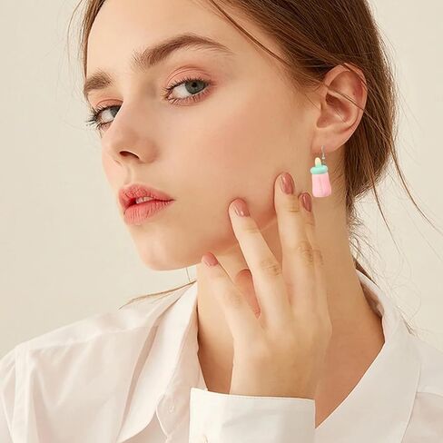3 Pairs Baby Bottle Earrings Cute Resin Milk Bottle Dangle Earrings Cartoon Stereo Baby Bottle Drop Earrings for Women Girls Jewelry in Saudi Arabia
