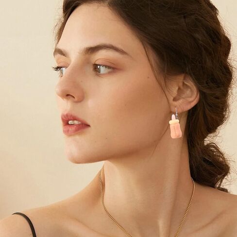 3 Pairs Baby Bottle Earrings Cute Resin Milk Bottle Dangle Earrings Cartoon Stereo Baby Bottle Drop Earrings for Women Girls Jewelry in Saudi Arabia