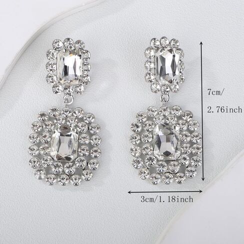 Women Girls Bohemian Geometry Rhinestone Dangle Drop Earrings Rectangle Crystal Rhinestone Statement Earrings Vintage Rhinestone Chandelier Earrings for Women Girls in Kuwait