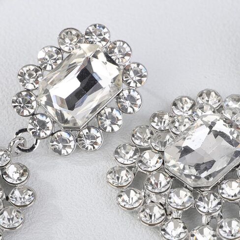 Women Girls Bohemian Geometry Rhinestone Dangle Drop Earrings Rectangle Crystal Rhinestone Statement Earrings Vintage Rhinestone Chandelier Earrings for Women Girls in Kuwait