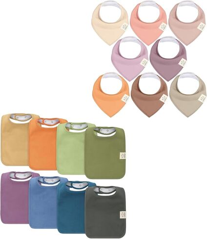 KeaBabies 8-Pack Baby Bandana Drool Bibs and 8-Pack Organic Baby Bibs for Boy, Girl - Organic, Stylish Unisex Bandana Bibs - Drool Bibs for Baby Girl, Boy, Toddler, Infant Bibs, Cotton Bibs in Saudi Arabia