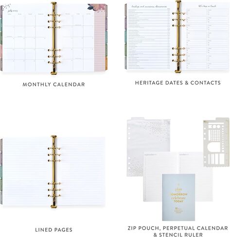 Erin Condren A5 Weekly LifePlanner Ring Agenda (July 2024 - December 2025) - Peacock Agenda, compact Vertical Layout, Bold Blooms Theme in Saudi Arabia
