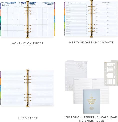 Erin Condren A5 Weekly LifePlanner Ring Agenda (July 2024 - December 2025) - Peacock Agenda, compact Vertical Layout, Bold Blooms Theme in Saudi Arabia