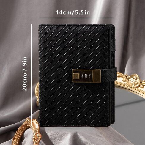 TIEFOSSI B6 Leather Journal Notebook with Combination Lock, Travel Refillable Ruled Lined Writing Paper, Secret Password Gift Diary for Women Girls Boys (Pink) in Saudi Arabia