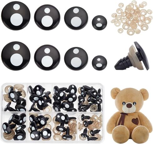 PH PandaHall 54 مجموعات عيون السلامة لعيون الكروشيه الحرفية أميجورومي عيون السلامة عيون Kawaii مع غسالات DIY الحيوانات المحشوة الدمى الدب الحرف أميجورومي صنع 8/12/14/16 مم in Saudi Arabia