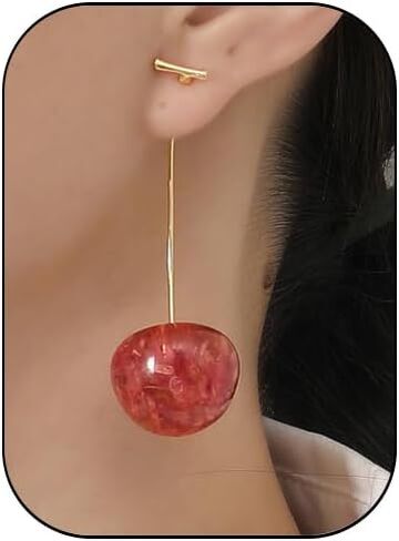 أقراط الكرز للنساء لطيف ثلاثية الأبعاد الكرز الأحمر المتدلي قطرة الصيف القرط مضحك الفاكهة الحلوة أقراط مجوهرات فساتين الصيف هدية للمراهقات الفتيات (الوردي) in Kuwait