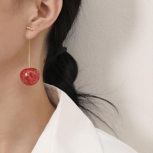 أقراط الكرز للنساء لطيف ثلاثية الأبعاد الكرز الأحمر المتدلي قطرة الصيف القرط مضحك الفاكهة الحلوة أقراط مجوهرات فساتين الصيف هدية للمراهقات الفتيات (الوردي) in Kuwait