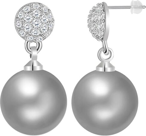 Dangle Pearl Earrings for Women Large Pearl Earrings Hypoallergenic Pearl Drop Earrings for Women Trendy Grey in Saudi Arabia