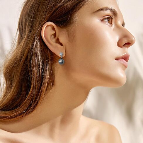 Dangle Pearl Earrings for Women Large Pearl Earrings Hypoallergenic Pearl Drop Earrings for Women Trendy Grey in Saudi Arabia