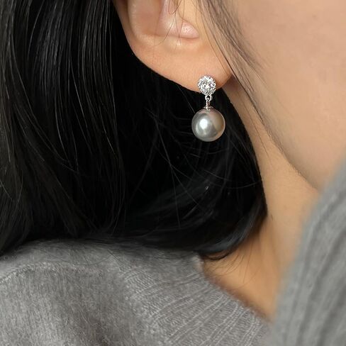 Dangle Pearl Earrings for Women Large Pearl Earrings Hypoallergenic Pearl Drop Earrings for Women Trendy Grey in Saudi Arabia
