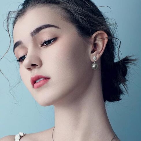 Dangle Pearl Earrings for Women Large Pearl Earrings Hypoallergenic Pearl Drop Earrings for Women Trendy Grey in Saudi Arabia
