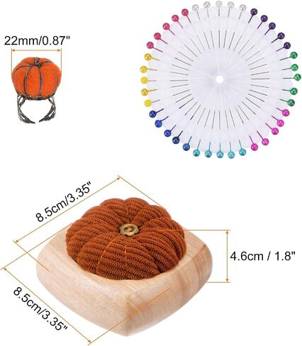 HARFINGTON Wooden Base Needle Pincushions with Adjustable Finger Ring Felt Pin Cushion and 40Pcs Sewing Pins for Sewing Quilting Needlework DIY Crafts, Brown in Saudi Arabia