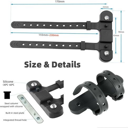 Bike Bottle Cage Mount Water Bottle Mounting Base,Soft Silicone Adjustable Cage Mount,Water Bottle Cage Mount Bracket for MTB Road Mountain Bicycle,Black in Saudi Arabia