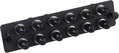 12 Simplex ST Fiber Patch Panel with Simplex Singlemode Black ST Adapters, 12 Fiber Ports in Kuwait