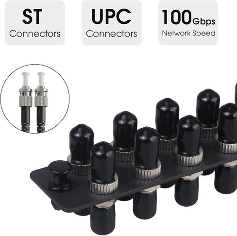 12 Simplex ST Fiber Patch Panel with Simplex Singlemode Black ST Adapters, 12 Fiber Ports in Kuwait