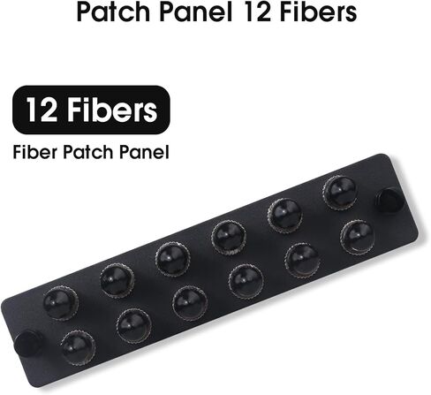 12 Simplex ST Fiber Patch Panel with Simplex Singlemode Black ST Adapters, 12 Fiber Ports in Kuwait