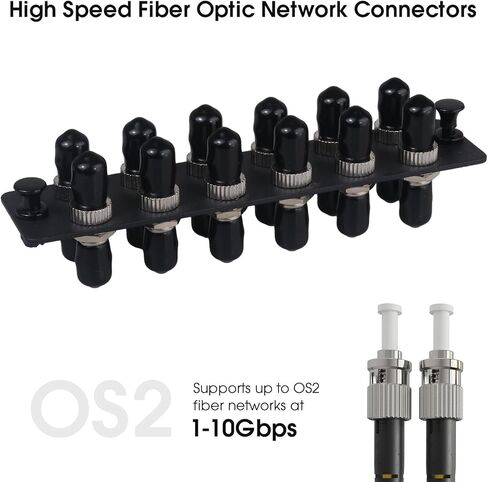 12 Simplex ST Fiber Patch Panel with Simplex Singlemode Black ST Adapters, 12 Fiber Ports in Kuwait