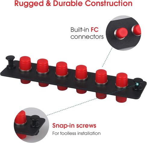 12 Simplex ST Fiber Patch Panel with Simplex Singlemode Black ST Adapters, 12 Fiber Ports in Kuwait
