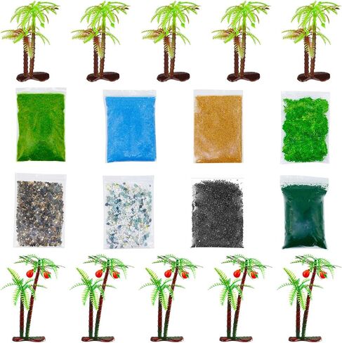 Warmtree 18 Pcs Total 650Gram Diorama Supplies Kit,Model Trees, Rocks,Static Grass,Moss,Tree Powder，River,Tabletop Layout Terrain Scenery Landscape Model Railroad Sand Table Diorama Materials in Saudi Arabia