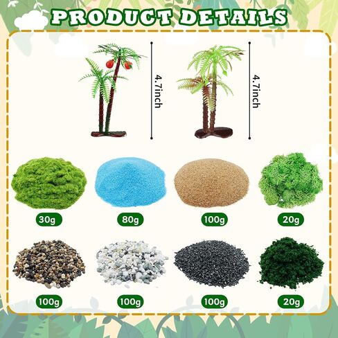 Warmtree 18 Pcs Total 650Gram Diorama Supplies Kit,Model Trees, Rocks,Static Grass,Moss,Tree Powder，River,Tabletop Layout Terrain Scenery Landscape Model Railroad Sand Table Diorama Materials in Saudi Arabia