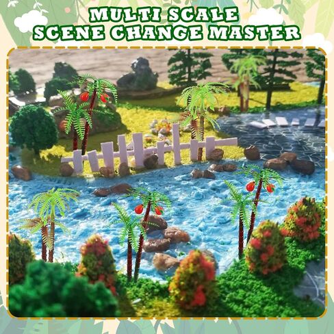 Warmtree 18 Pcs Total 650Gram Diorama Supplies Kit,Model Trees, Rocks,Static Grass,Moss,Tree Powder，River,Tabletop Layout Terrain Scenery Landscape Model Railroad Sand Table Diorama Materials in Saudi Arabia