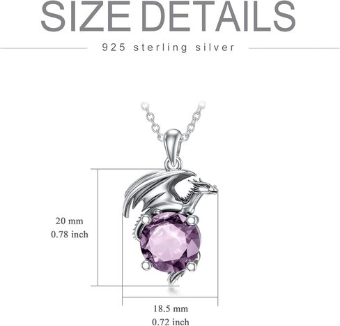 Dragon Necklace for Women/Men Sterling Silver Necklace with Birthstone Gift for Women/Men in Kuwait