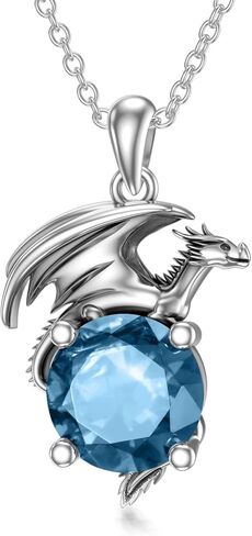 Dragon Necklace for Women/Men Sterling Silver Necklace with Birthstone Gift for Women/Men in Kuwait