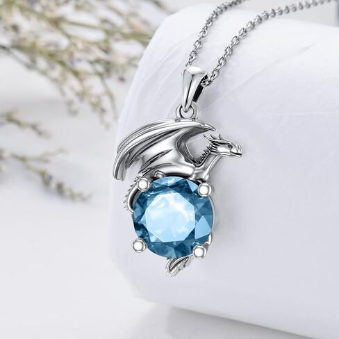 Dragon Necklace for Women/Men Sterling Silver Necklace with Birthstone Gift for Women/Men in Kuwait
