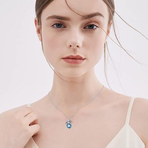 Dragon Necklace for Women/Men Sterling Silver Necklace with Birthstone Gift for Women/Men in Kuwait