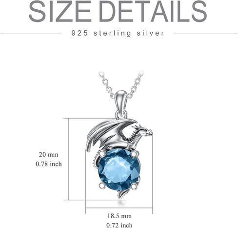 Dragon Necklace for Women/Men Sterling Silver Necklace with Birthstone Gift for Women/Men in Kuwait