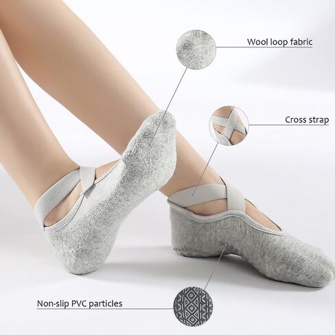 Gionforsy 3 Pairs Yoga Socks for Women Non Slip Pilates Socks Grip Socks for Barefoot Barre Ballet in Saudi Arabia