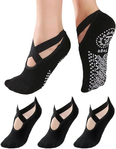 Gionforsy 3 Pairs Yoga Socks for Women Non Slip Pilates Socks Grip Socks for Barefoot Barre Ballet in Saudi Arabia