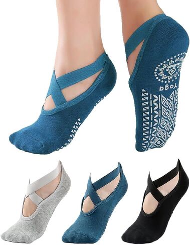 Gionforsy 3 Pairs Yoga Socks for Women Non Slip Pilates Socks Grip Socks for Barefoot Barre Ballet in Saudi Arabia