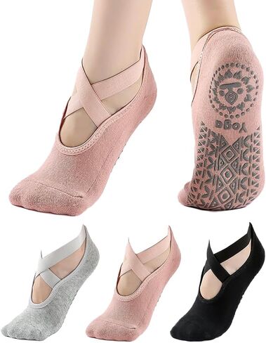 Gionforsy 3 Pairs Yoga Socks for Women Non Slip Pilates Socks Grip Socks for Barefoot Barre Ballet in Saudi Arabia
