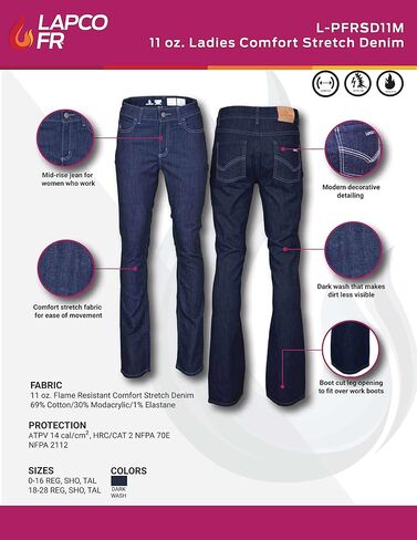 LAPCO FR Women's Comfort Stretch Relax Fit Flame Resistant Work Pants in Kuwait