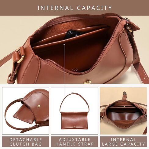 Vintage Vegan Leather Crescent Hobo Bag For Women Lunar Shoulder Purse Crossbody Satchel Under Arm Classic Lady Handbag in Saudi Arabia