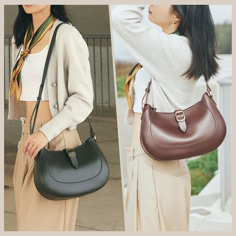 Vintage Vegan Leather Crescent Hobo Bag For Women Lunar Shoulder Purse Crossbody Satchel Under Arm Classic Lady Handbag in Saudi Arabia