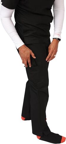 Black Scrubs Sets for Women - Stretch V-Neck Top with Straight Leg Pants with 6 Pockets, Nurse Medical Uniform in Kuwait