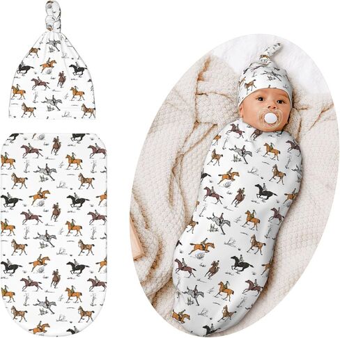 Swaddling Blanket for Baby, Sleeping Sacks, Unisex Baby Stuff with Hat, Horse in Kuwait