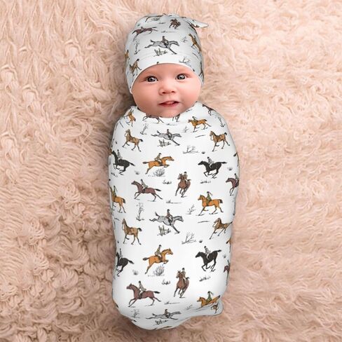 Swaddling Blanket for Baby, Sleeping Sacks, Unisex Baby Stuff with Hat, Horse in Kuwait