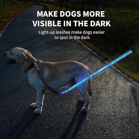 Lightup Dog Leash Fluffy Tails LED 3 Flashing Modes Waterproof USB Rechargeable Standard Dog leashes Flexi LED Lighting System Light up in The Dark Leash All Medium and Large Breeds Walking Leash in Saudi Arabia