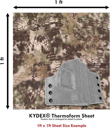 KYDEX Thermoform Sheet - (P1 Texture) - (Infused Print) - (12in x 12in) - (Kryptek - Highlander - Micro) - (1 Sheet) - (for Holster Making & Hobby) - (USA Made) in Saudi Arabia