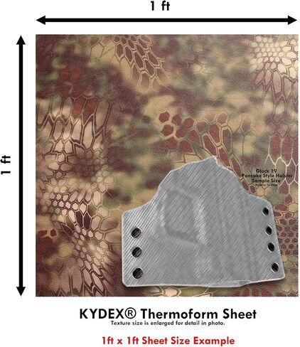 KYDEX Thermoform Sheet - (P1 Texture) - (Infused Print) - (12in x 12in) - (Kryptek - Highlander - Micro) - (1 Sheet) - (for Holster Making & Hobby) - (USA Made) in Saudi Arabia